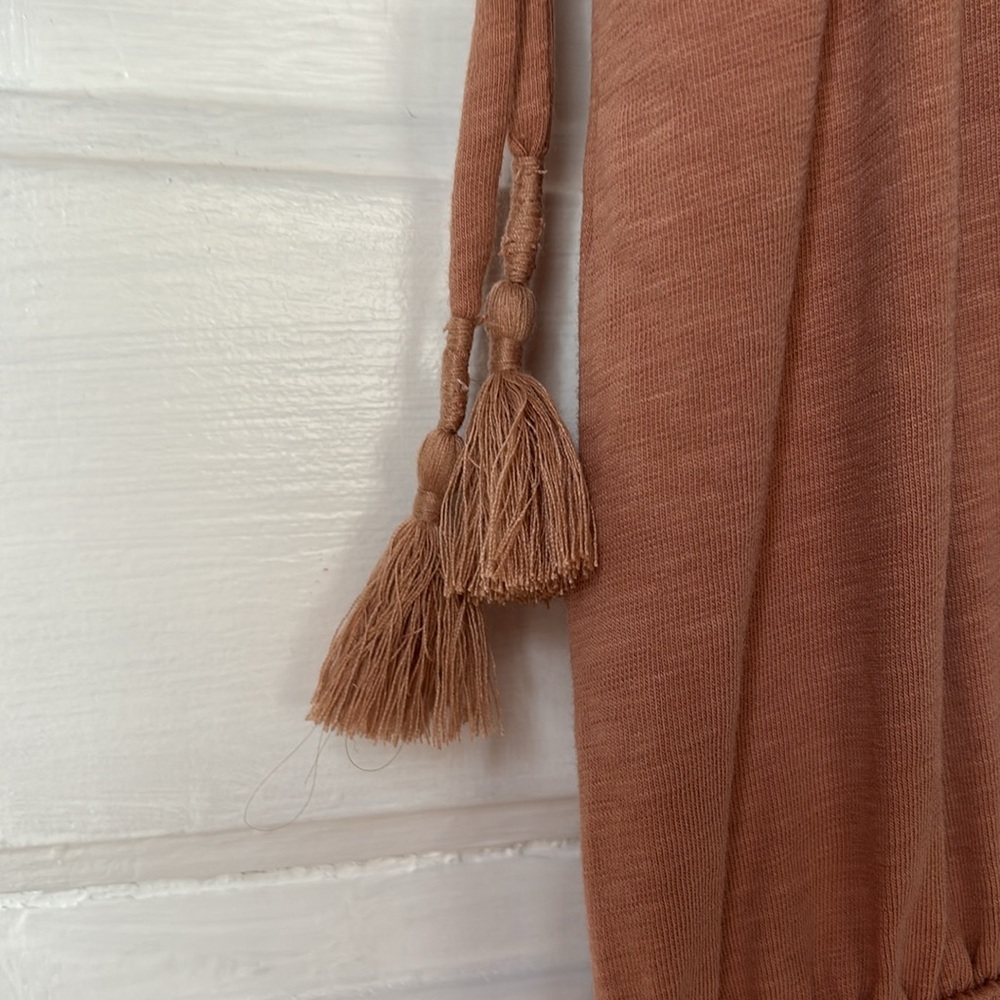 AERIE STRETCH JERSEY COTTON ROMPER WITH TASSEL TIE STRAPS - Picture 7 of 9
